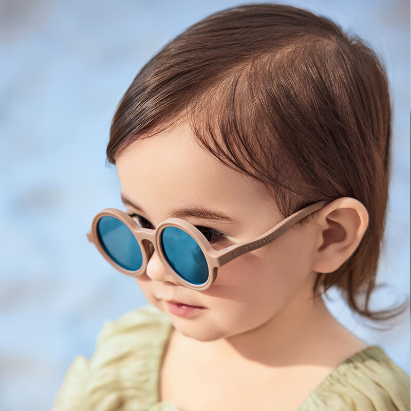 柠檬宝宝新款儿童墨镜男童防紫外线女孩防晒眼镜太阳镜 椰椰拿铁棕-常规款 均码