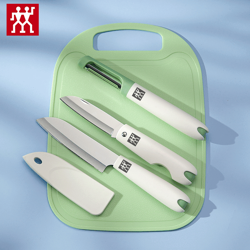 雙立人（ZWILLING）德國水果刀削皮刀折疊刀三件套廚房多功能瓜果刀刨絲器 綠點(diǎn)三件套*1