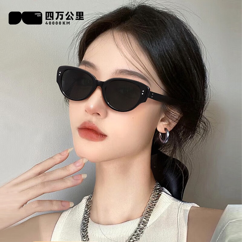 四万公里墨镜复古猫眼偏光女高级感窄框眼镜潮防紫外线太阳镜防晒