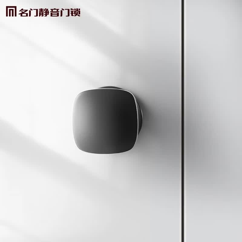 名门隐形门锁室内卧室单边锁背景墙门隐藏暗锁单面暗装黑色门锁 枪灰+5寸液压合页2片+赠空合页 带钥匙