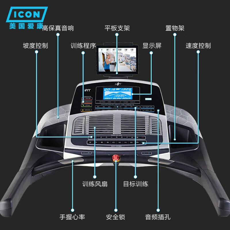 FUSHHA美国爱康诺迪克NordicTrack跑步机10816/T7.0家庭用智能健身器材 10816/T7.0(运动数据集成显示)