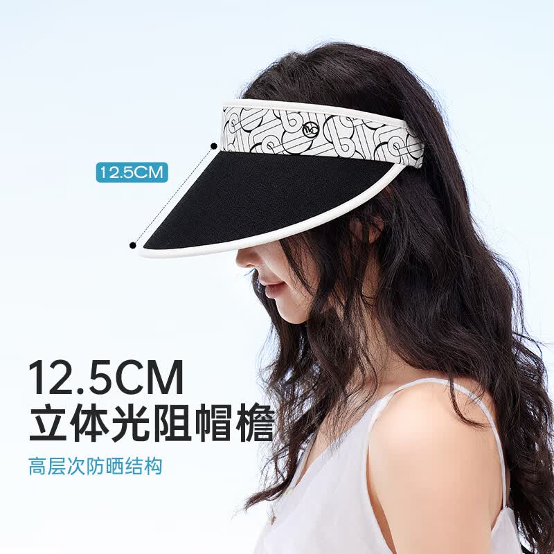 VVC遮阳帽女夏季户外防晒帽空顶帽太阳帽骑车帽子女士小香风 曜黑