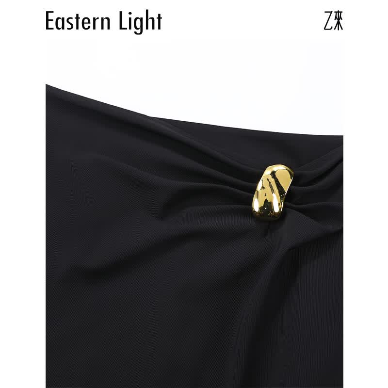 乙来(EASTERN LIGHT)【高品质全消光纱线面料】直筒H型半身裙女装夏季新款高级感裙子 优雅黑 L