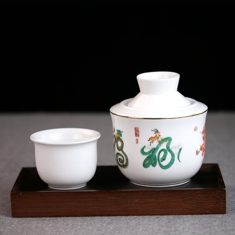 汇儒堂陶瓷温酒器套装烫酒壶老式温酒壶生肖家用陶瓷 五蛇聚福温酒壶三两装