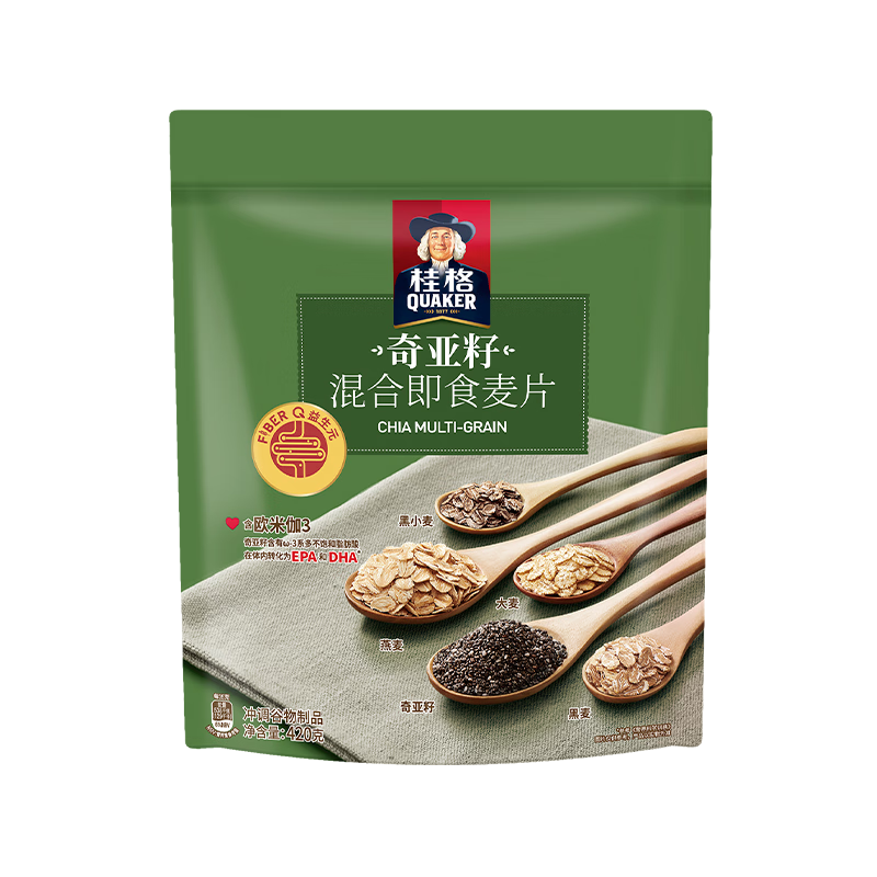 桂格（QUAKER）奇亚籽混合燕麦片420克 营养早餐 膳食纤维 添加奇亚籽
