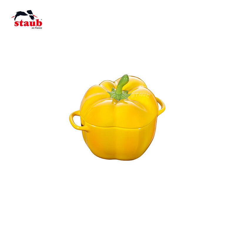 琺寶（staub）陶瓷碗帶蓋燉盅南瓜盅家用廚房?jì)和瘻胝舻吧忱氩途唢埻?[黃色]彩椒盅0.45L