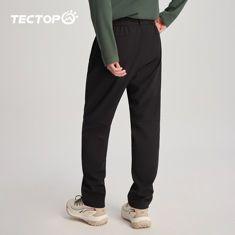 探拓（TECTOP）休闲裤男防风防泼水2026秋冬加绒保暖软壳长裤户外登山裤子 云墨黑 2XL