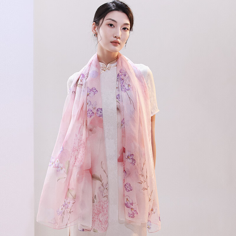 上海故事（STORY Of SHANGHAI）真絲絲巾女春夏防曬披肩桑蠶絲沙灘巾送媽媽生日禮物 玲瓏團(tuán)花