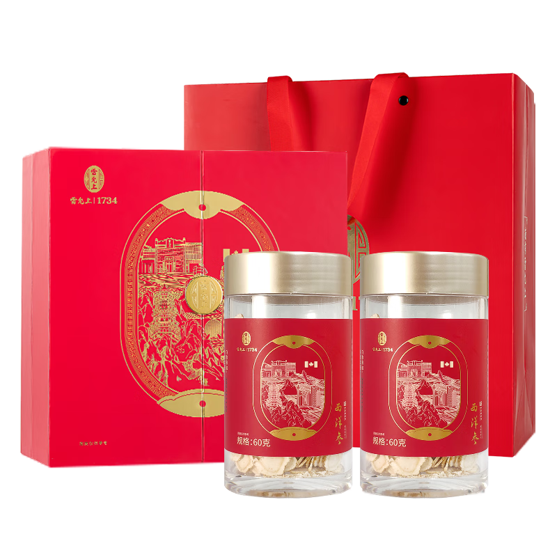 雷允上西洋参片礼盒【加拿大原产】花旗参片泡水送父母长辈母亲节礼物 【全新升级】西洋参120g/1.4-1.6cm