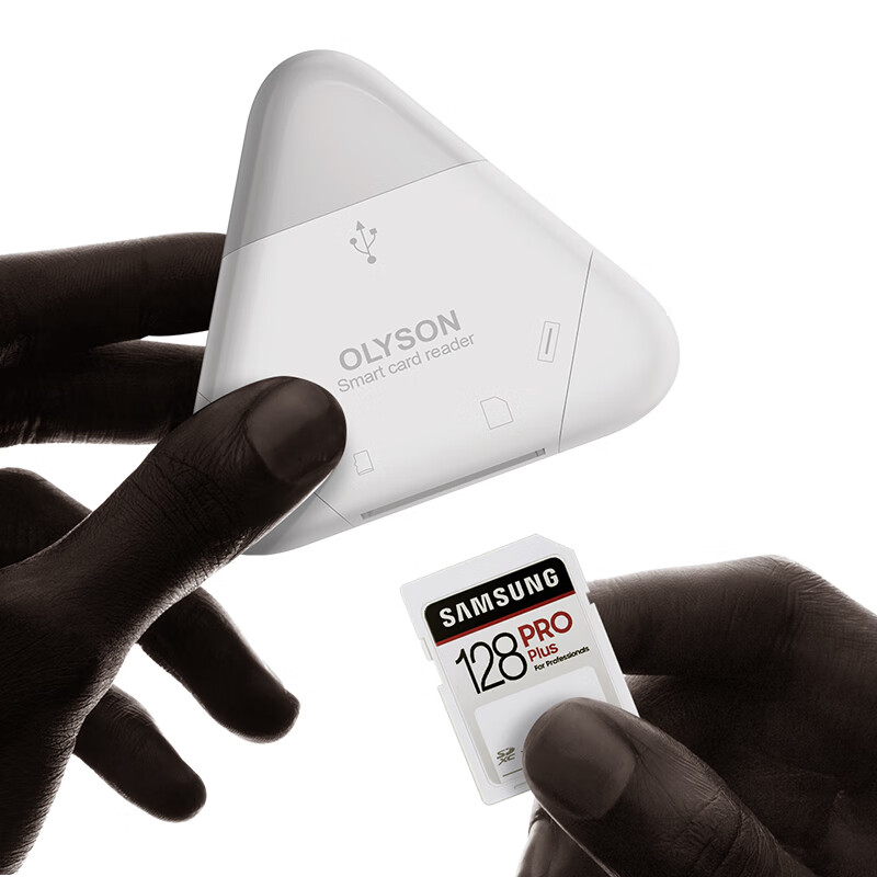OLYSON三合一读卡器多功能苹果16手机USB3.0适用大疆索尼佳能单反相机SD卡Type-c电脑iPad记录仪TF存储卡 【白】苹果/TYPE-C/USB接口：TF/SD卡 3.0