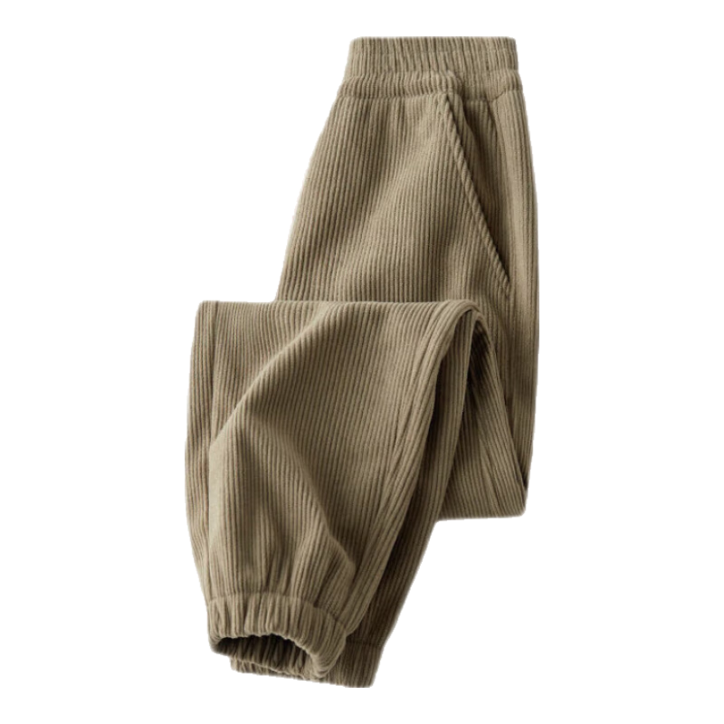 巴布豆兒童褲子秋冬季男童加絨保暖女童燈芯絨長(cháng)褲時(shí)尚寬松潮流童裝 卡其 140