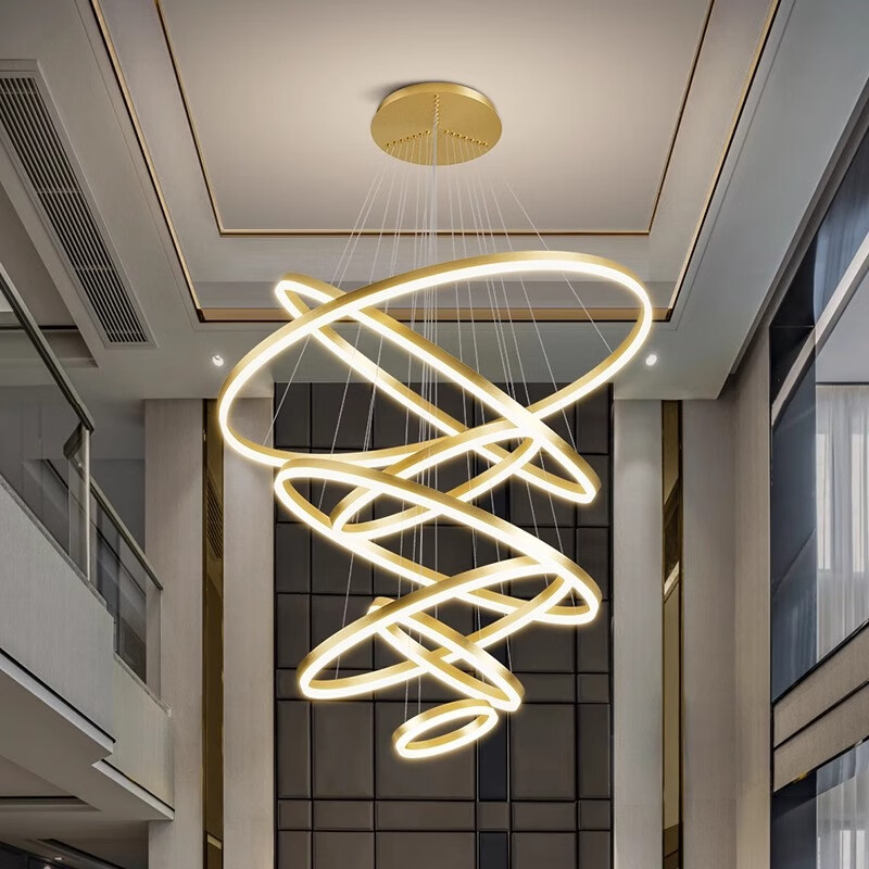 世瀾別墅復(fù)式樓大吊燈現(xiàn)代簡約loft公寓躍層樓中樓中空大氣挑高客廳燈 6圈-2+4+6+8+10+12-三色