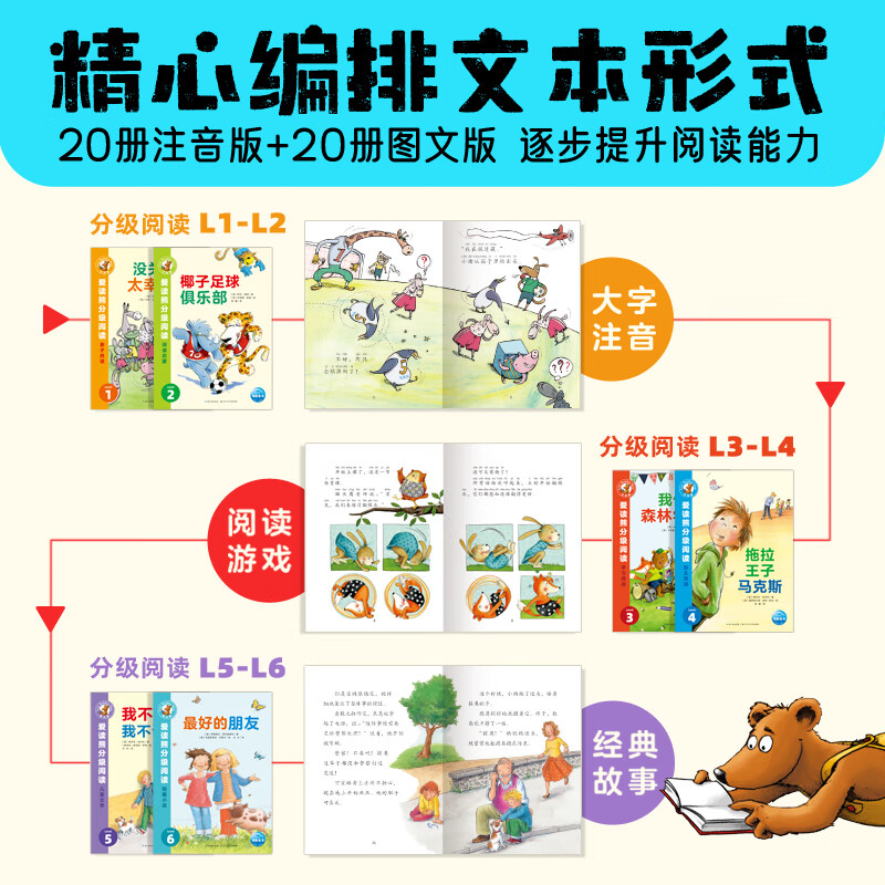 小学生成长桥梁书我爱阅读丛书5-11岁儿童一二年级寒暑假分级阅读读物 爱读熊分级阅读:全40册