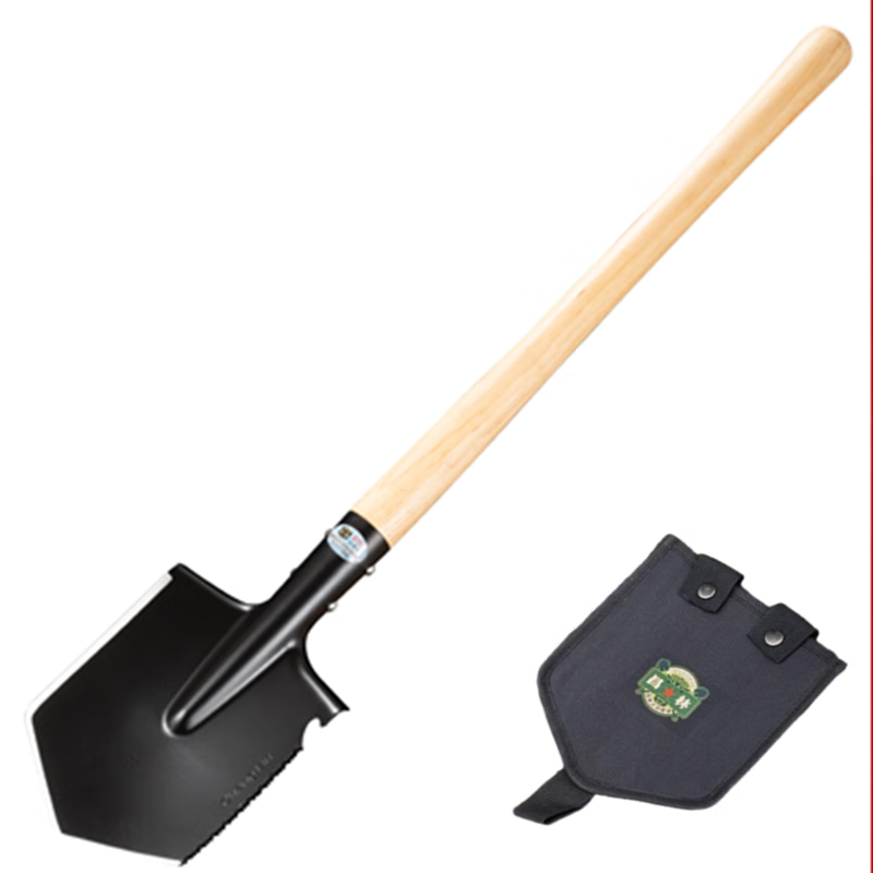 昌林106A俄式锰钢工兵铲加长版大号铁锹车载兵工铲子户外露营多功能锹 黑色+铲套