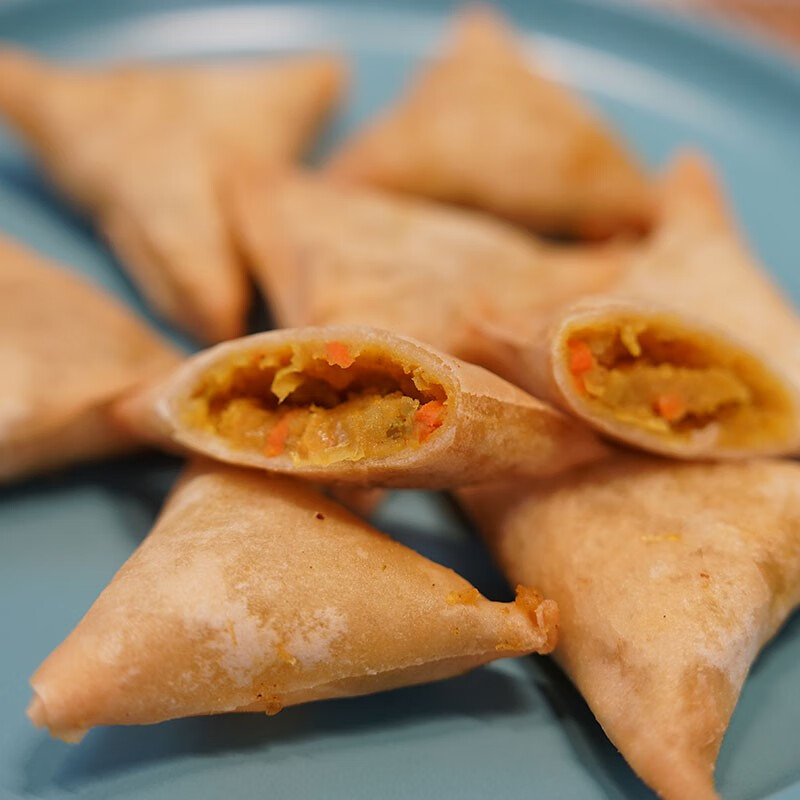 嘻哈龙诚意德鲜蔬咖喱角冷冻素春卷东南亚泰式小吃三角春卷油炸400g20