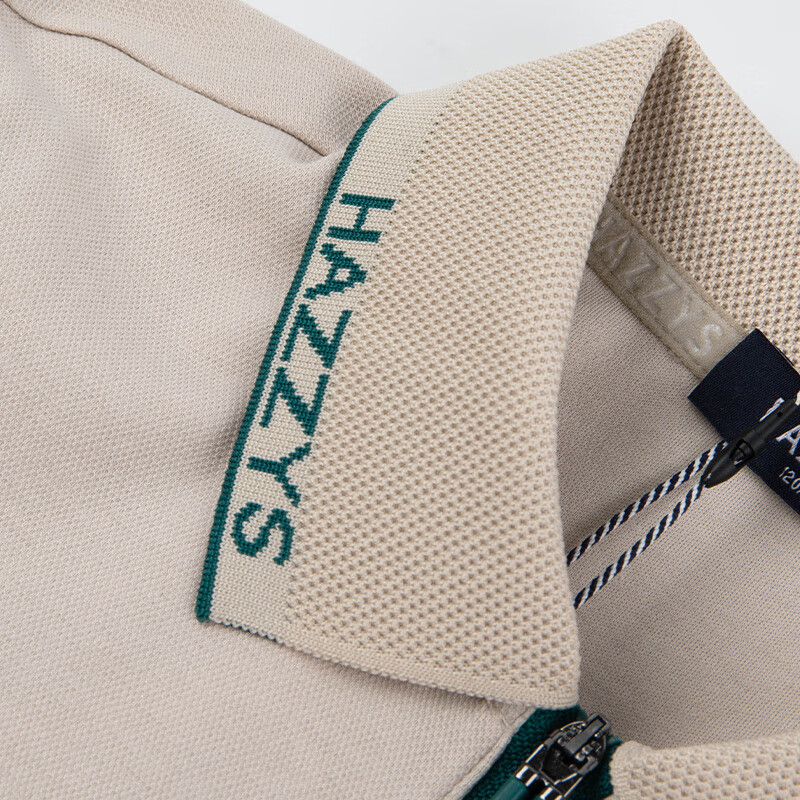 哈吉斯(HAZZYS)品牌童装男童POLO衫春季新款舒适柔软透气撞条简约时尚长袖POLO衫 沙滩灰 165