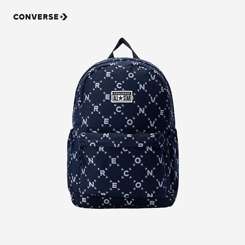 Converse匡威童装儿童书包2025上学新款满印包包学生通勤双肩包背包大容量 藏青蓝 M【30*11*43.5cm 约14L】