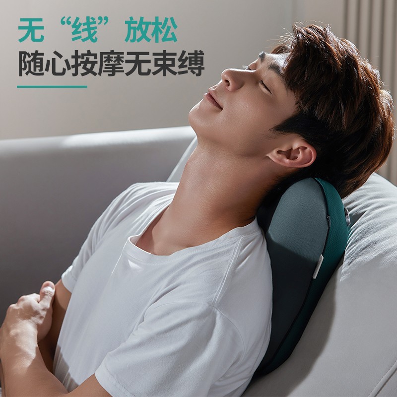 飞利浦(PHILIPS)腰部按摩器 腰背按摩靠垫枕头 多功能仿人手揉捏按摩器 热敷按摩抱枕 送朋友家人生日 伴手礼物 绿色(二代无线充电款)3111B