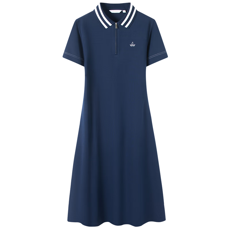 Navigare意大利小帆船涼感連衣裙女士25夏季新款時尚POLO裙運動通勤A字裙 暗珠寶藍 XL
