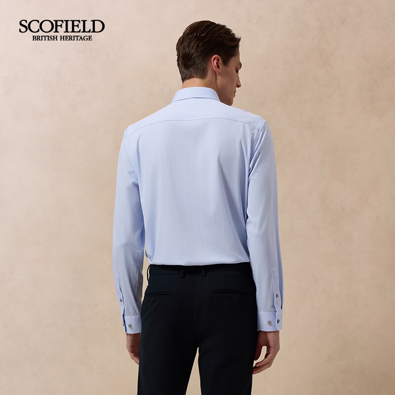 ScofieldSCOFIELD男装25年春季新款简约时尚通勤纯色长袖衬衫 蓝色 XL (180)