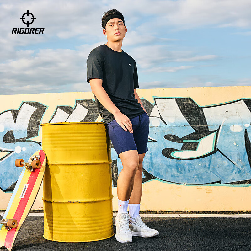 准者速干短袖运动t恤男士春夏季新款跑步健身训练服吸湿透气休闲上衣 纯正黑 L (175)