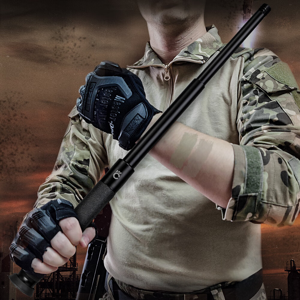 酷撼机械甩棍伸缩加硬加粗破窗防身武器合法随身防狼车载摔棍打狗甩棒 深灰 26寸加固轻机 赠六件套