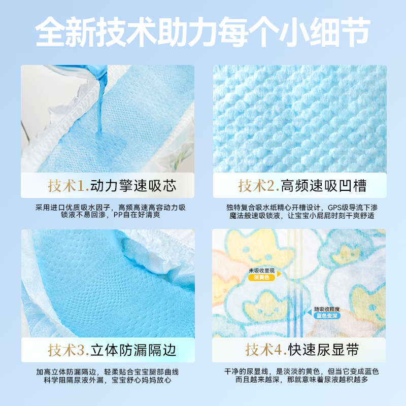 棉柔世家棉小皇纸尿裤超薄透气干爽柔软 尿裤尿不湿 新生儿婴儿 M码56片(6-11kg)