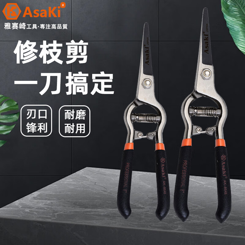 雅赛崎Asaki剪树枝直嘴剪AK-8648园艺剪摘果树修枝剪园林剪枝花艺花剪