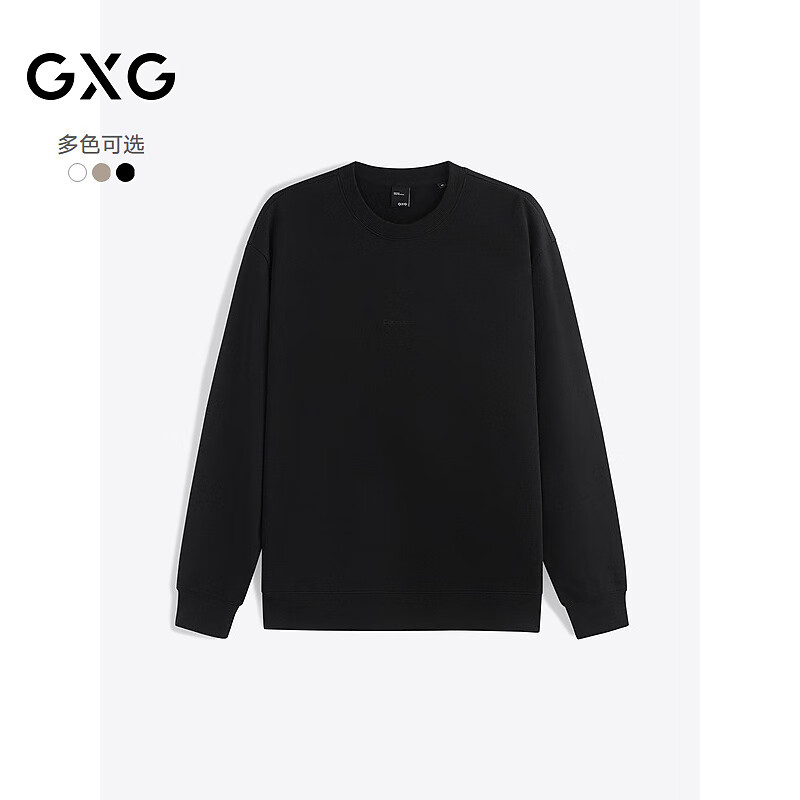 GXG男装 多色后背印花潮流时尚圆领卫衣秋季新品G24X313004 黑色 L