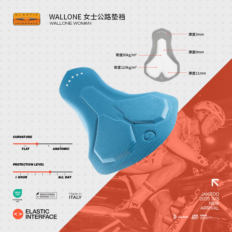 捷酷春夏新款ELITE ICEFLOW女士修身凉感因子双箭头垫裆骑行长裤 暗影灰（无背带款） 2XL