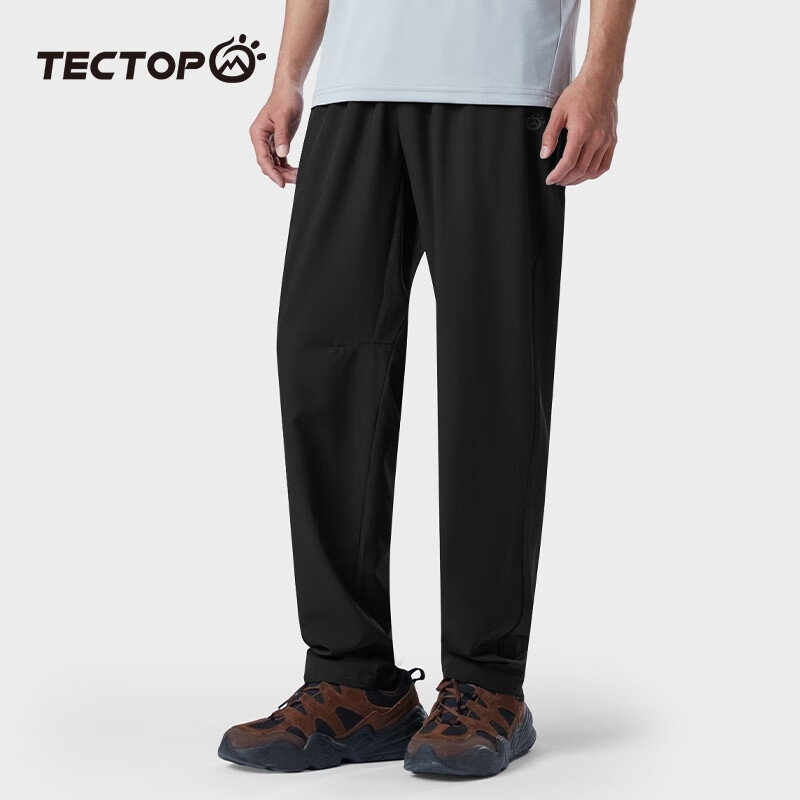探拓速干裤 户外弹力透气快干长裤登山裤 男款黑色 L