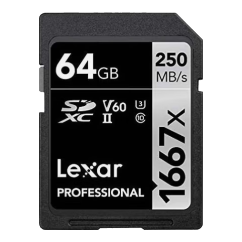 �׿�ɳ��Lexar��SD�洢��  64GB  U3 V60 4K��������ڴ濨 ˫�Ž���ָ����250MB/s д120MB/s�� 199Ԫ
