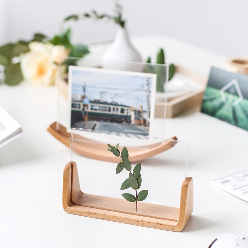 川岛屋 日式相框实木6寸儿童画框相片架创意摆台简约装饰品摆件xw-39