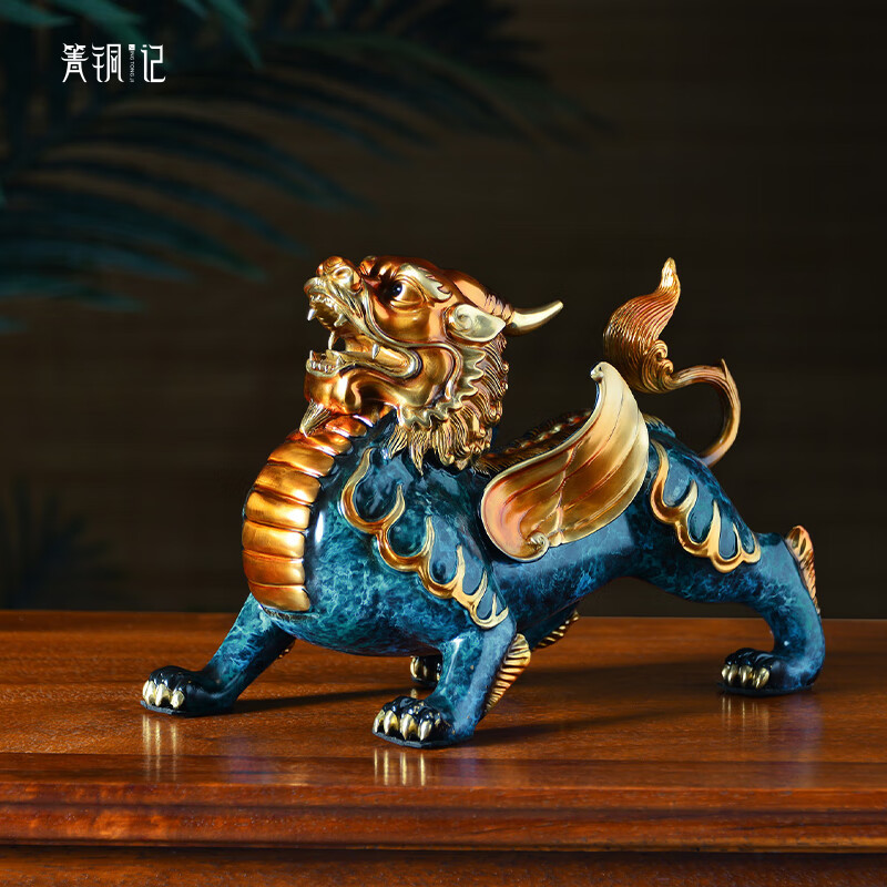 箐铜记《招财进宝》飞天貔貅一对铜摆件家居装饰品客厅玄关礼品 飞天霸王貔貅一对 大号 新中式