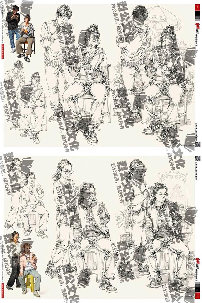 公文化钟译汉速写基础入门人物五官单人动态速写场景命题创作速写临摹