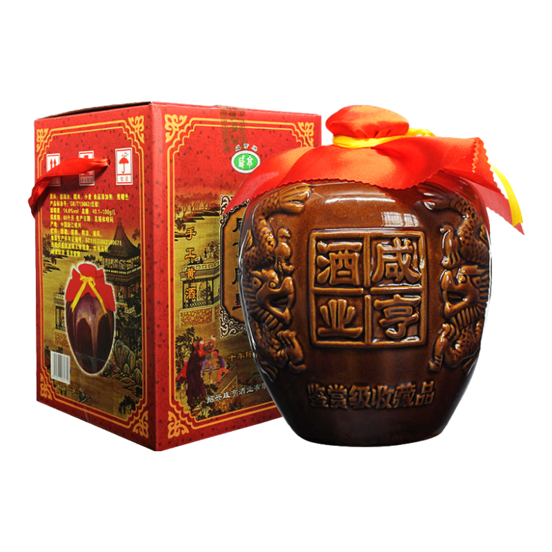 咸亨京東配送*雕皇十年陳釀半甜型紹興黃酒2500ml.1瓶整箱裝 咸亨 雕皇十年陳釀  2.5L