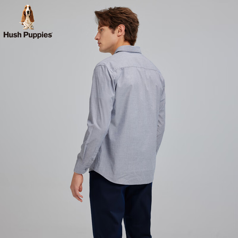 暇步士(Hush Puppies)【顺滑细腻】男装2025春秋新款柔软轻薄休闲长袖衬衫 潮汐蓝 S