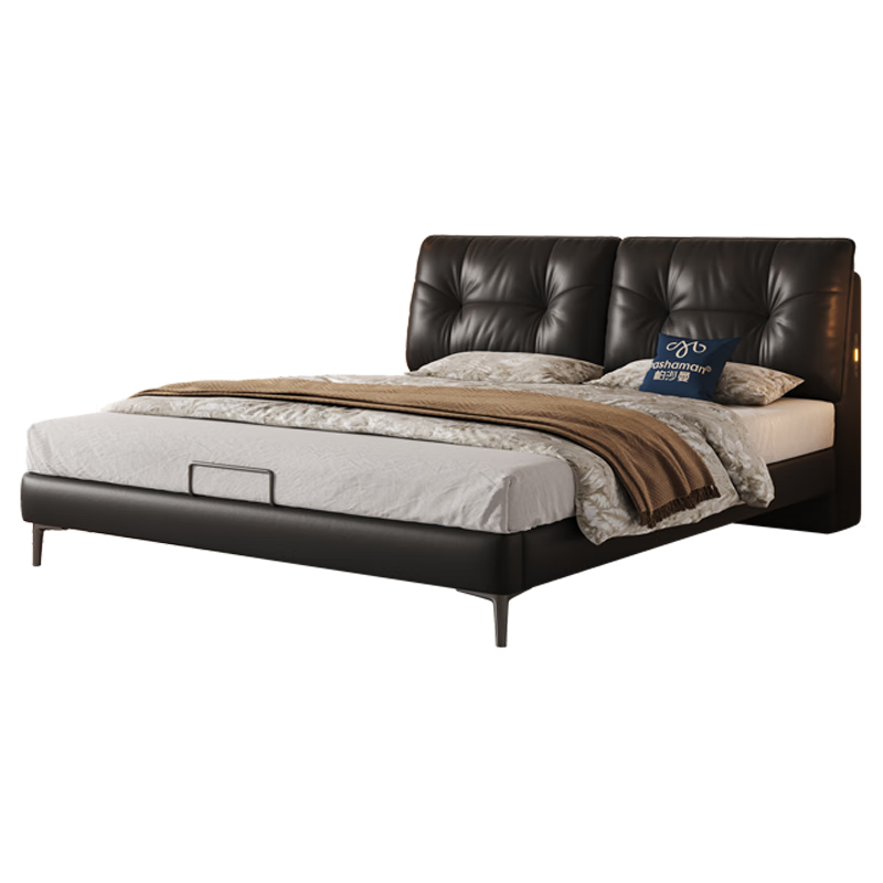 ��ɳ����Ƥ�� ��ʽ����ͷ��ţƤ�󴲸��ź�ɫ˫�˴��ƶ䴲8061CP ��26cm�î������+Z0020��ͷ��*2 1800mm*2000mm