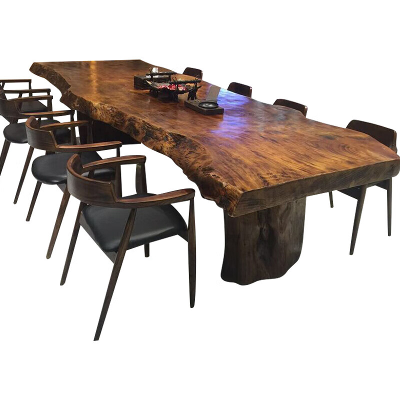 歌减2025新款实木大板茶桌现代简约功夫茶台新中式禅意办公室原木泡茶 单桌:300*(90-100)*75(厚8cm)