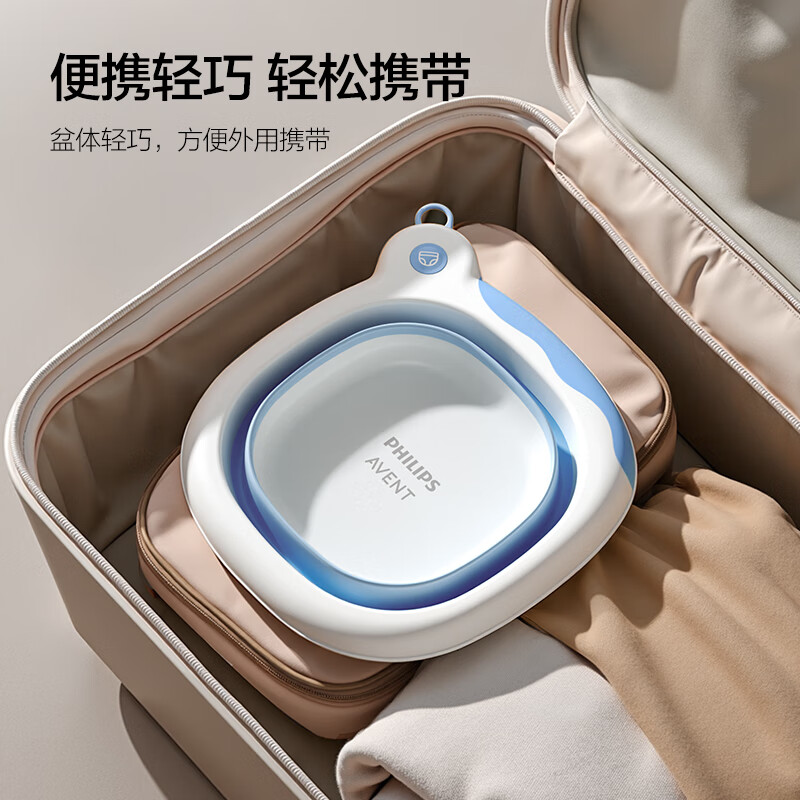 新安怡飞利浦新生婴儿洗脸盆可折叠悬挂宝宝专用加厚洗屁屁洗脚盆 高品质灰色-【加厚】可折叠