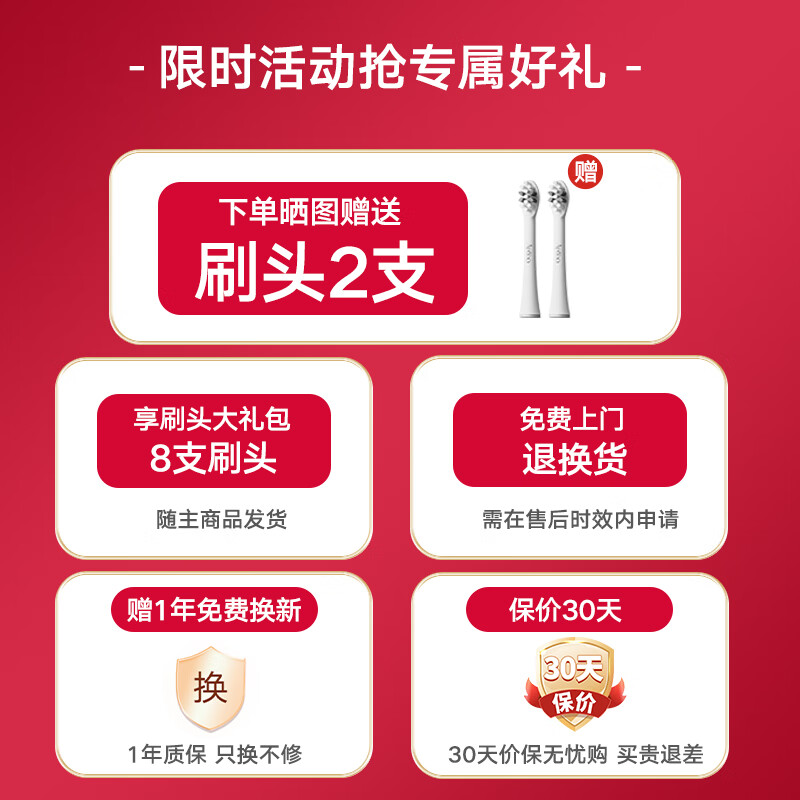 ApiYoo艾优T1-A套装成人情侣款电动牙刷2支装一对 超声波深层清洁 情侣送男女朋友情侣新婚结婚礼物推荐