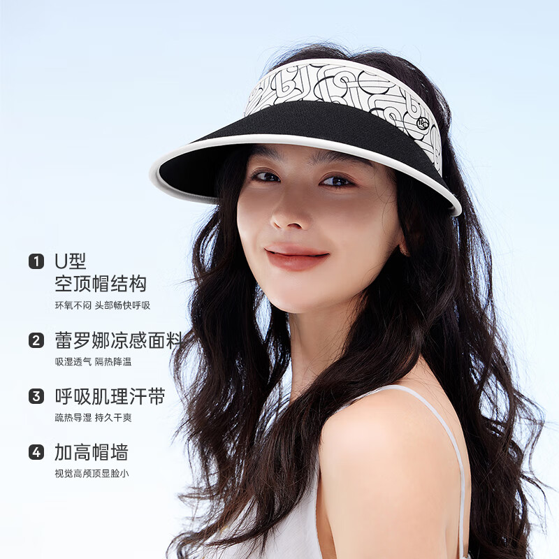 VVC遮阳帽女夏季户外防晒帽空顶帽太阳帽骑车帽子女士小香风 曜黑