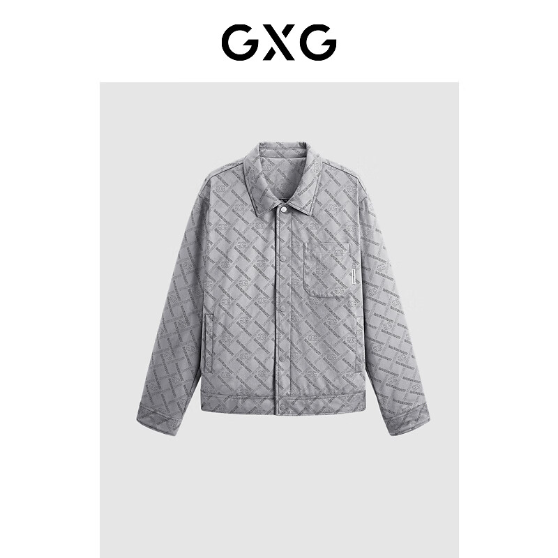 GXG男装 仿麂皮绒压花翻领夹克 冬季新品GEX12129244 灰色 M