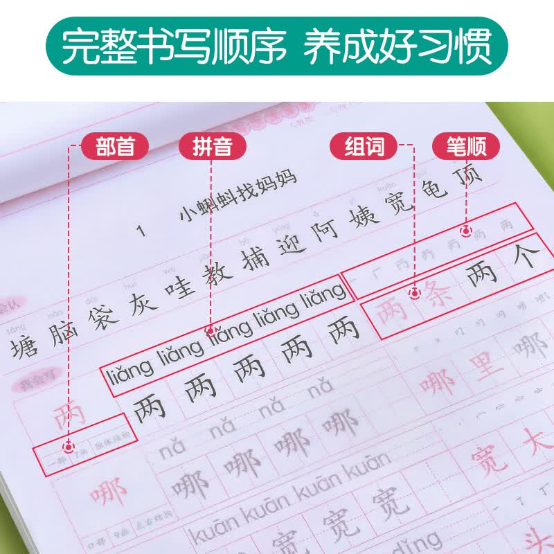 金枝叶二年级字帖上下册临摹练字帖小学生专用同步练字本语文人教版硬笔书法儿童楷书练习 二年级上册(共46页)