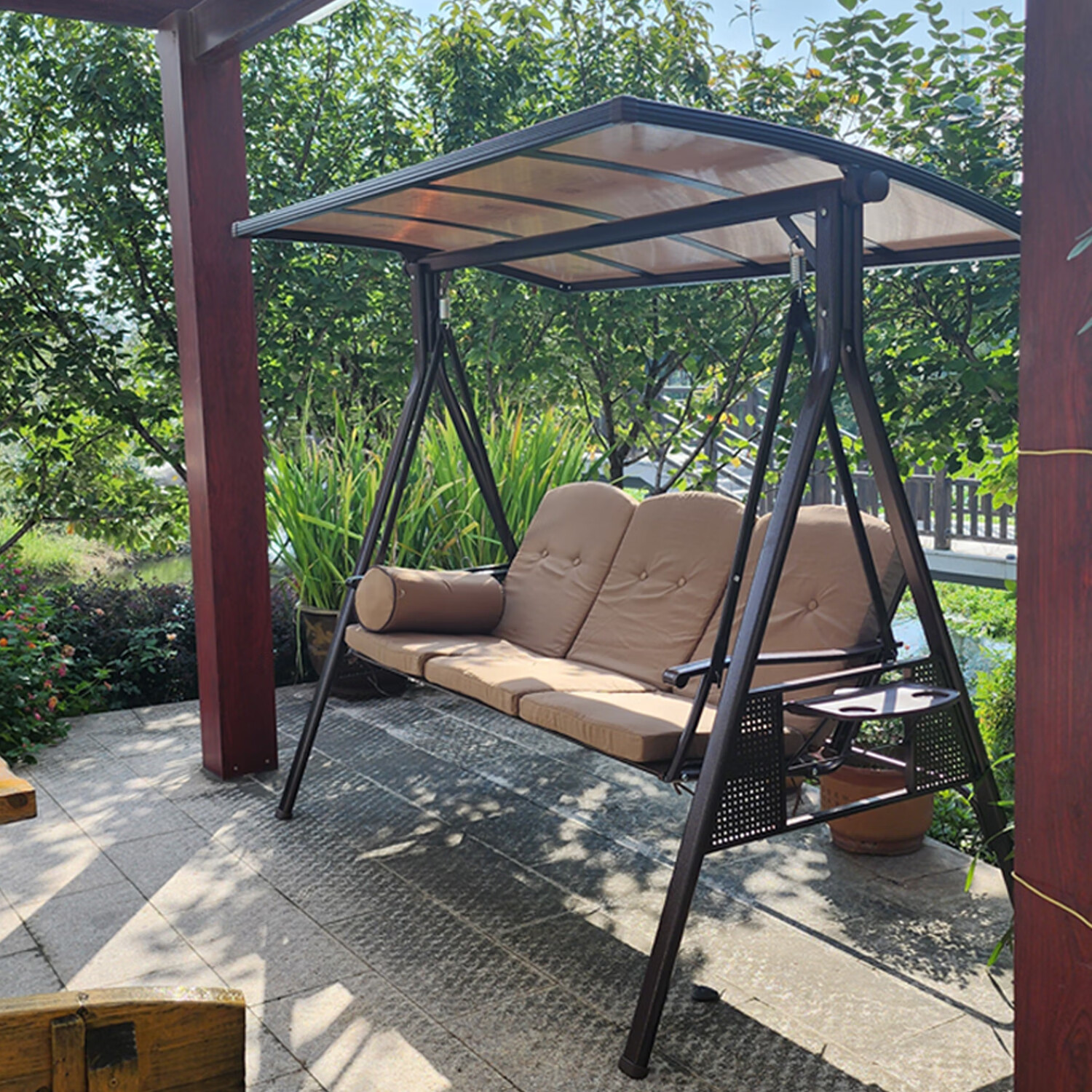 户外秋千吊椅庭院摇椅双人摇椅铁艺休闲室外摇篮椅秋千