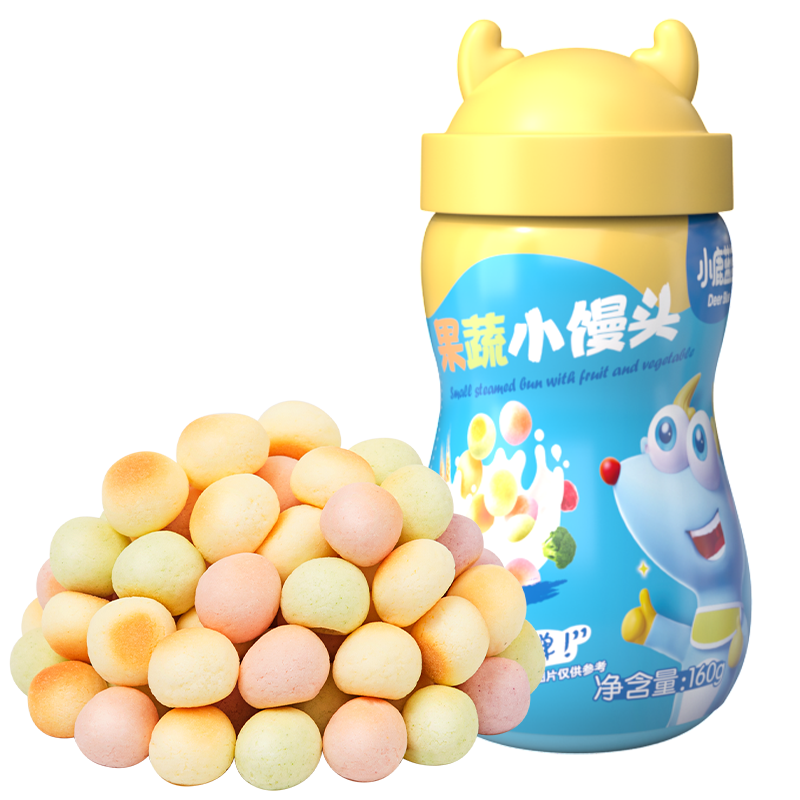 小鹿蓝蓝宝宝儿童零食彩虹果蔬小馒头饼干160g溶溶豆儿童饼干易吞咽小饼干