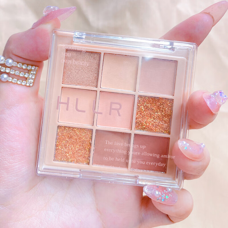 【精选优选】透明土豆泥眼影盘大地色哑光九色亮片眼影平价彩妆 7184-03#西柚碎金盘(1个装)