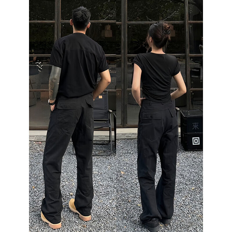 迪伽达美式高街裤子男款春秋潮牌男士休闲裤男女cleanfit直筒伐木工装裤 CHFS-S6015黑色 2XL