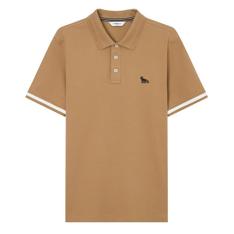亨利·格兰小熊猫男装2025夏季新品短袖t恤撞色polo衫 咖色 3XL 54