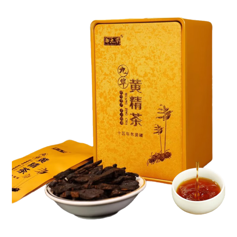 御九华 正宗九华山15年黄精茶 黄精中药材 滋补茶饮 九蒸九晒 野生有机  年货礼盒送礼送长辈 【精选大片】黄色罐装100克*1罐体验装